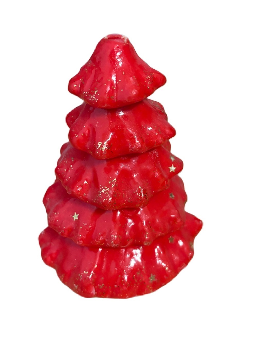 Vintage Christmas Tree Candle Red Gold Star Decor